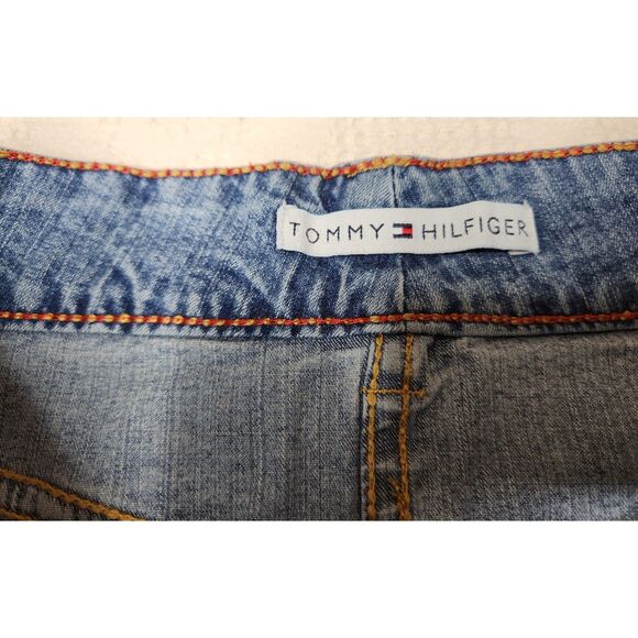 Vintage Y2K Tommy Hilfiger Mini Denim Jeans Skirt Flag Logo Sz. 4 Cotton Preppy - Picture 5 of 8